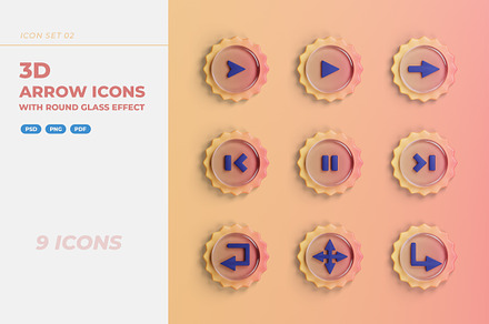 3D Arrow Icons With Glass Effect, a Solid Icon by Modaldesain
