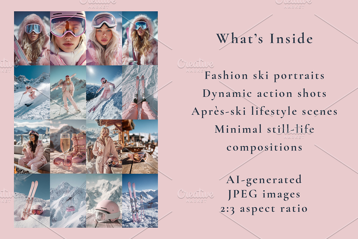 Pink ski fashion bundle 47 AI images, a Sports & Recreation Photo by Yulia Furman (Photo 2 of 4)