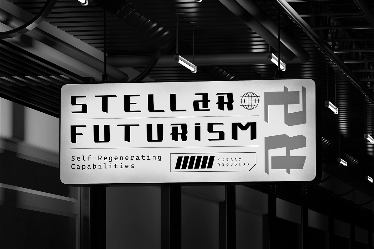 VB Fairock - Futuristic Display Font, a Sans Serif Font by VALIANTBROTHA (Photo 10 of 11)