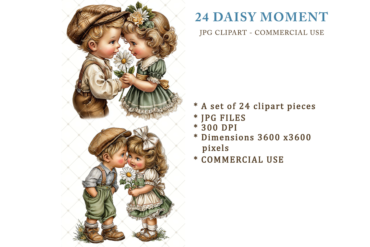 Romantic Daisy Couple Clipart JPG, a Person Illustration by Memories By Lea (Photo 2 of 19)