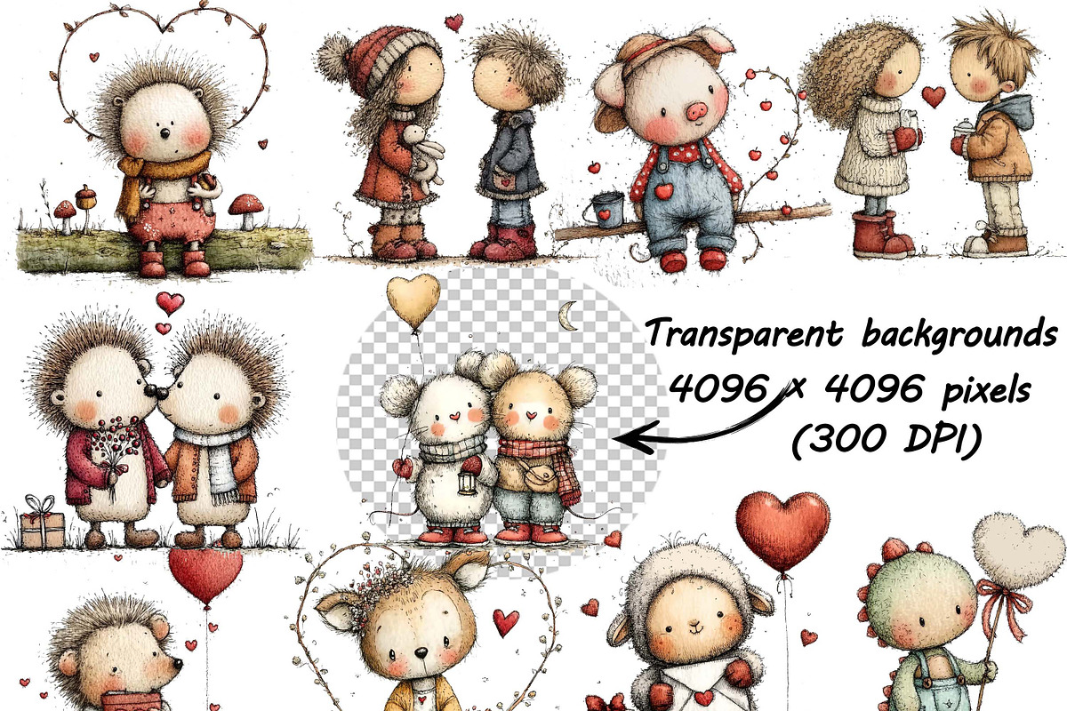 Romantic Couple & Animal Valentine, a Graphic by one-touch (Photo 5 of 8)