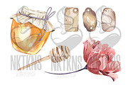 Watercolor Honey Clipart. Bee., a Food Illustration by NKTKNS (Thumbnail 2 of 8)