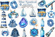 Watercolor Blue Nautical Clipart png, an Illustration by Watercolor design (Thumbnail 1 of 12)