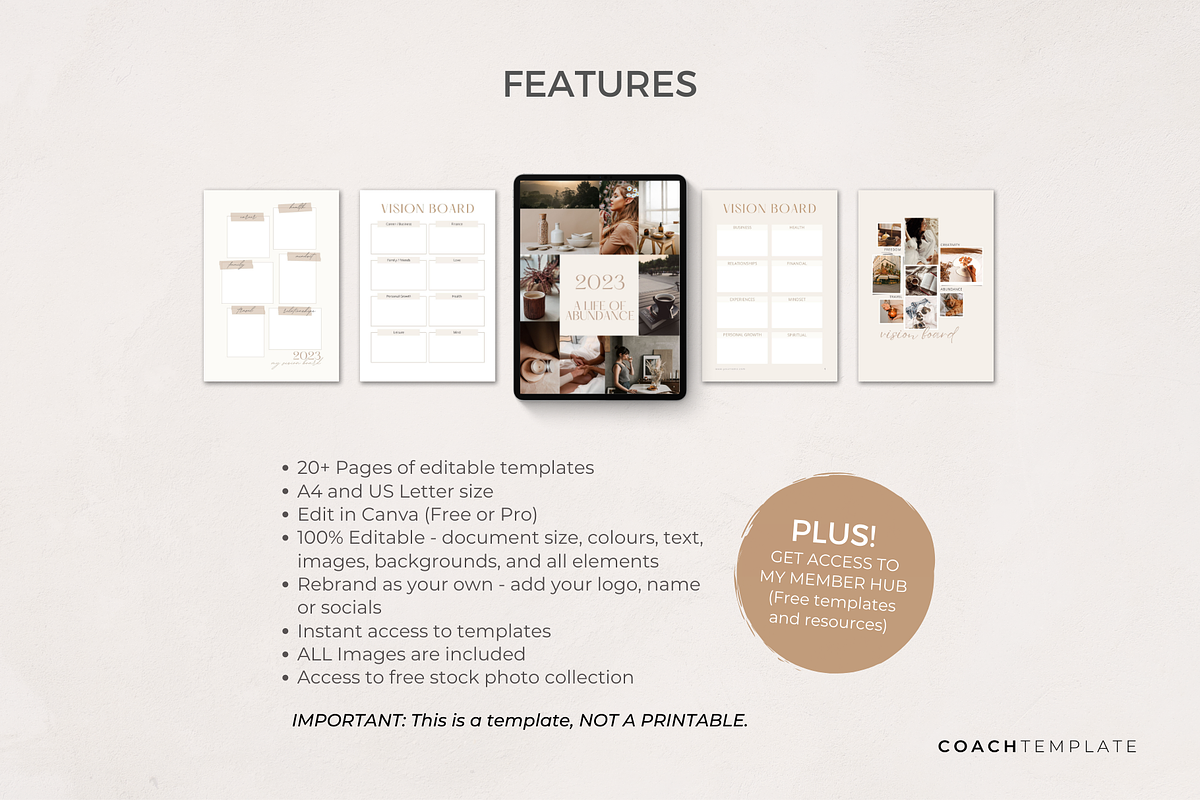 Vision Board eBook Template Canva, a Brochure Template by COACHTEMPLATE (Photo 6 of 9)