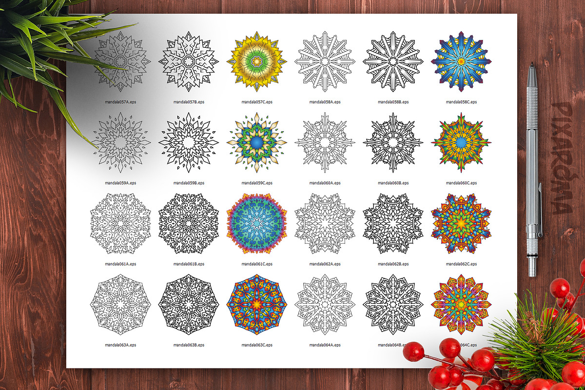 Mandala Vector Ornaments Bundle, a Decorative Illustration by pixaroma (Photo 35 of 43)
