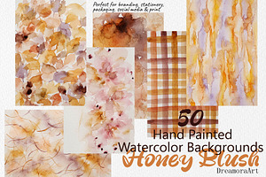 50 Warm Watercolor Backgrounds Pack