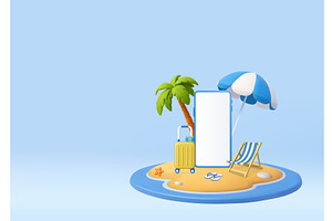3D Summer Background with Smartphone, a Sport Illustration by ModVector