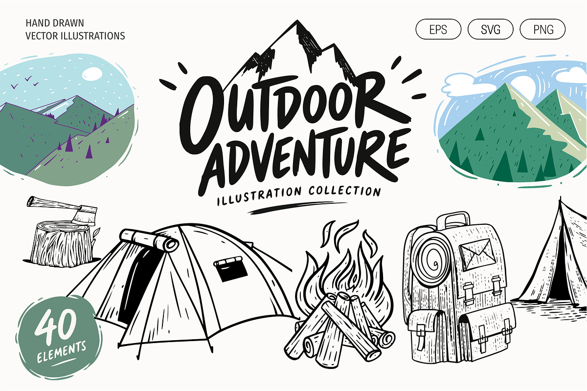 Outdoor Adventure Illustrations, an Object Graphic by Oktyabr (Photo 1 of 6)