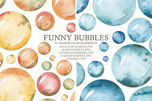 Watercolor funny bubbles clipart