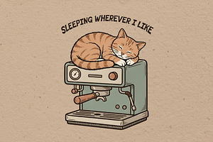 Cat sleeping, an Animal Illustration by Vectorlina