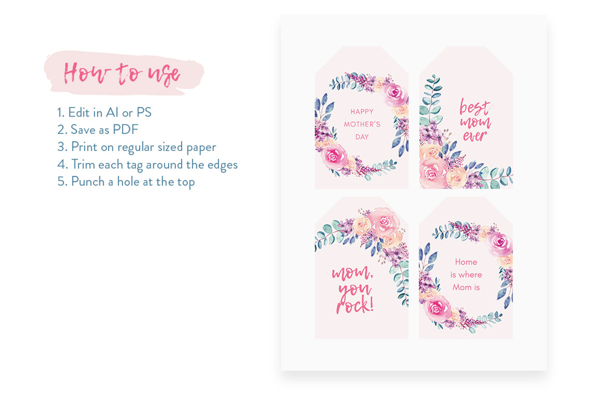 Mother's Day Card Template + BONUS, a Card Template by ClementineCreative (Photo 5 of 5)