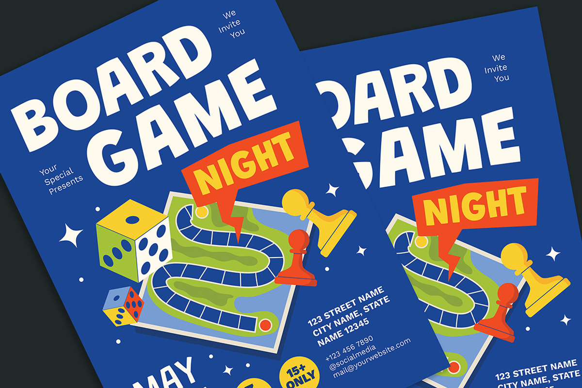 Board Game Night Flyer, a Flyer Template by Gumico Studio. (Photo 3 of 3)