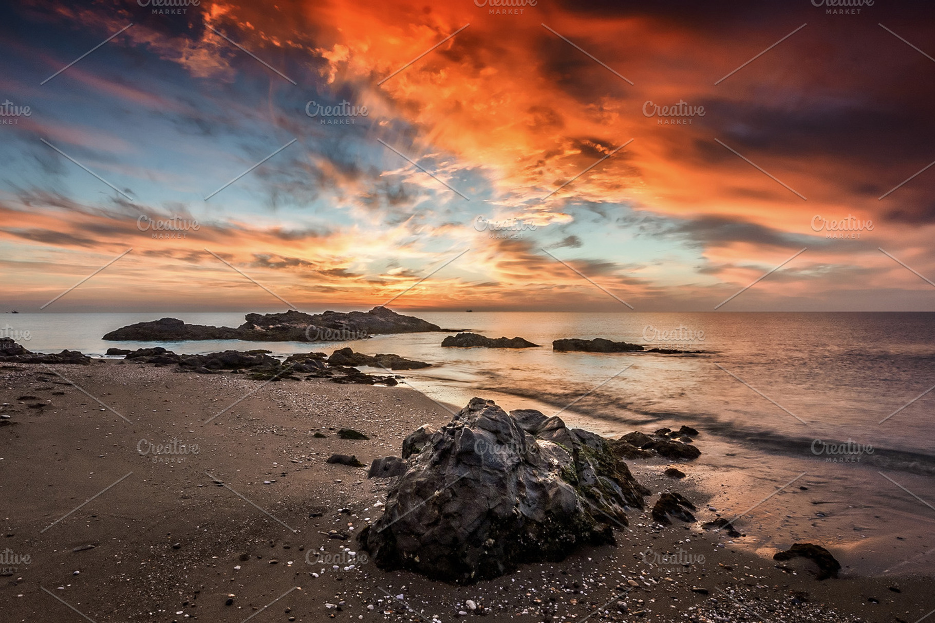 Sunset In Mediterranean Sea Featuring In The Picture We Can See A Wonderful