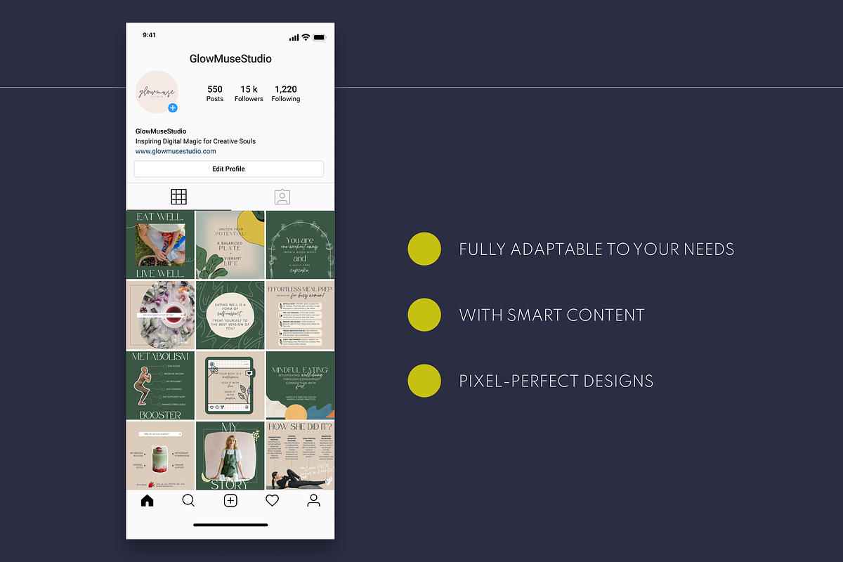 90+ Nutrition Coach Canva Templates, a Social Media Template by Glow Muse Studio (Photo 9 of 9)