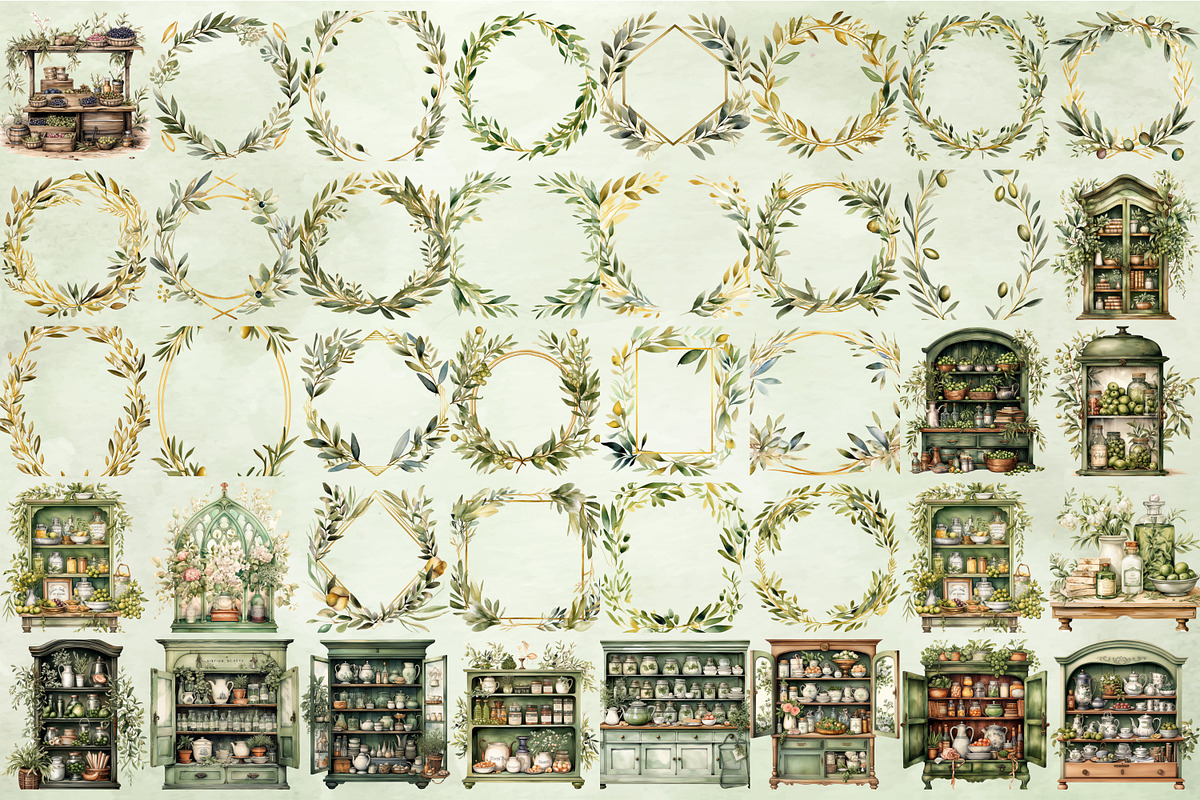 Watercolor Olive Clipart Bundle, an Illustration by NiiiNArt (Photo 11 of 12)