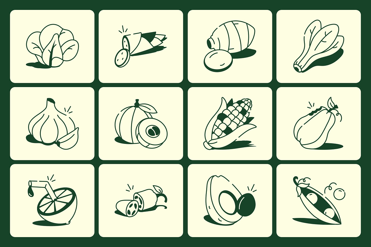 Vegetables Drawing Illustration, an Outline Icon by Vectors Market (Photo 6 of 8)