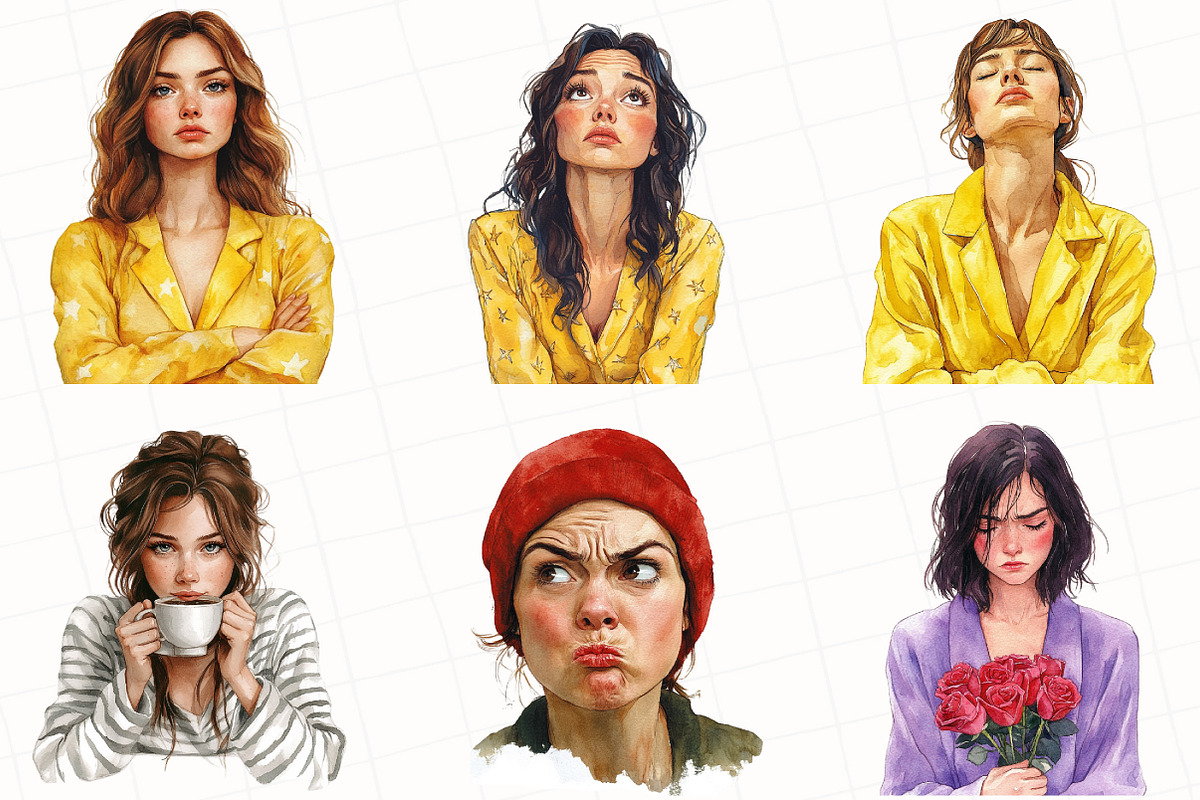 Sassy Woman Watercolor Clipart, an Illustration by OK Design (Photo 4 of 5)