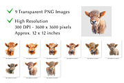 Baby Cow Portrait Watercolor Clipart, an Animal Illustration by milkghost (Thumbnail 2 of 2)