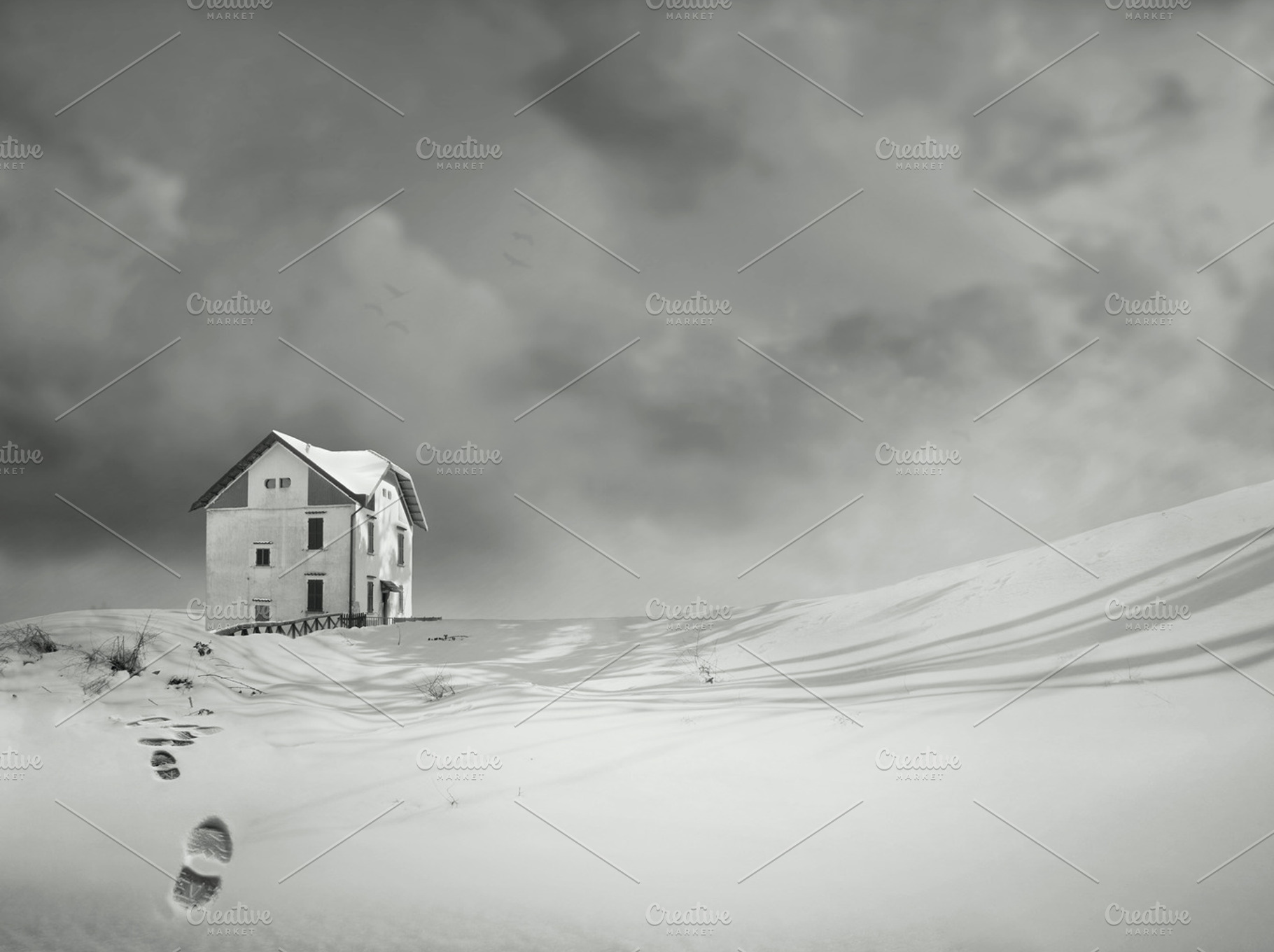 Alone Containing House Snow And Fooystep