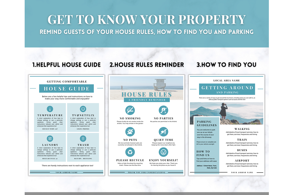 Airbnb Welcome Book Template - Blue, a Poster Template by Templatables (Photo 4 of 11)