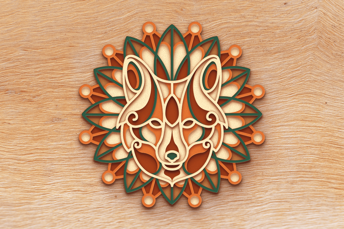 Wolf 3D Mandala - SVG Laser cut file, an Object Graphic by Arshad Ali (Photo 9 of 9)