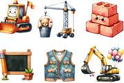 Cute Construction Watercolor Clipart, an Illustration by Designking (Thumbnail 3 of 4)