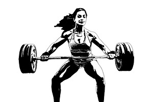 Young adult woman lifting weights isolated graphic illustration, a Sport Illustration by DanFLCreativo