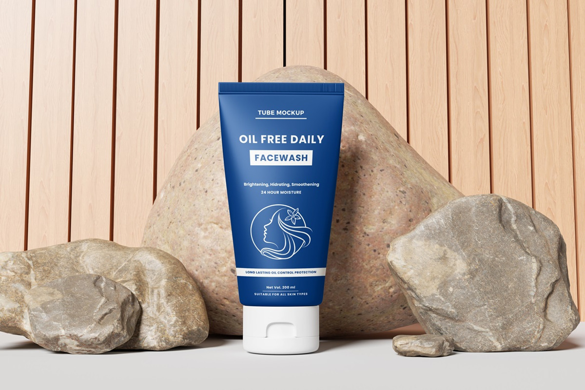 Face Wash Tube Mockup, a Packaging Mockup by GraphicWindow (Photo 4 of 5)