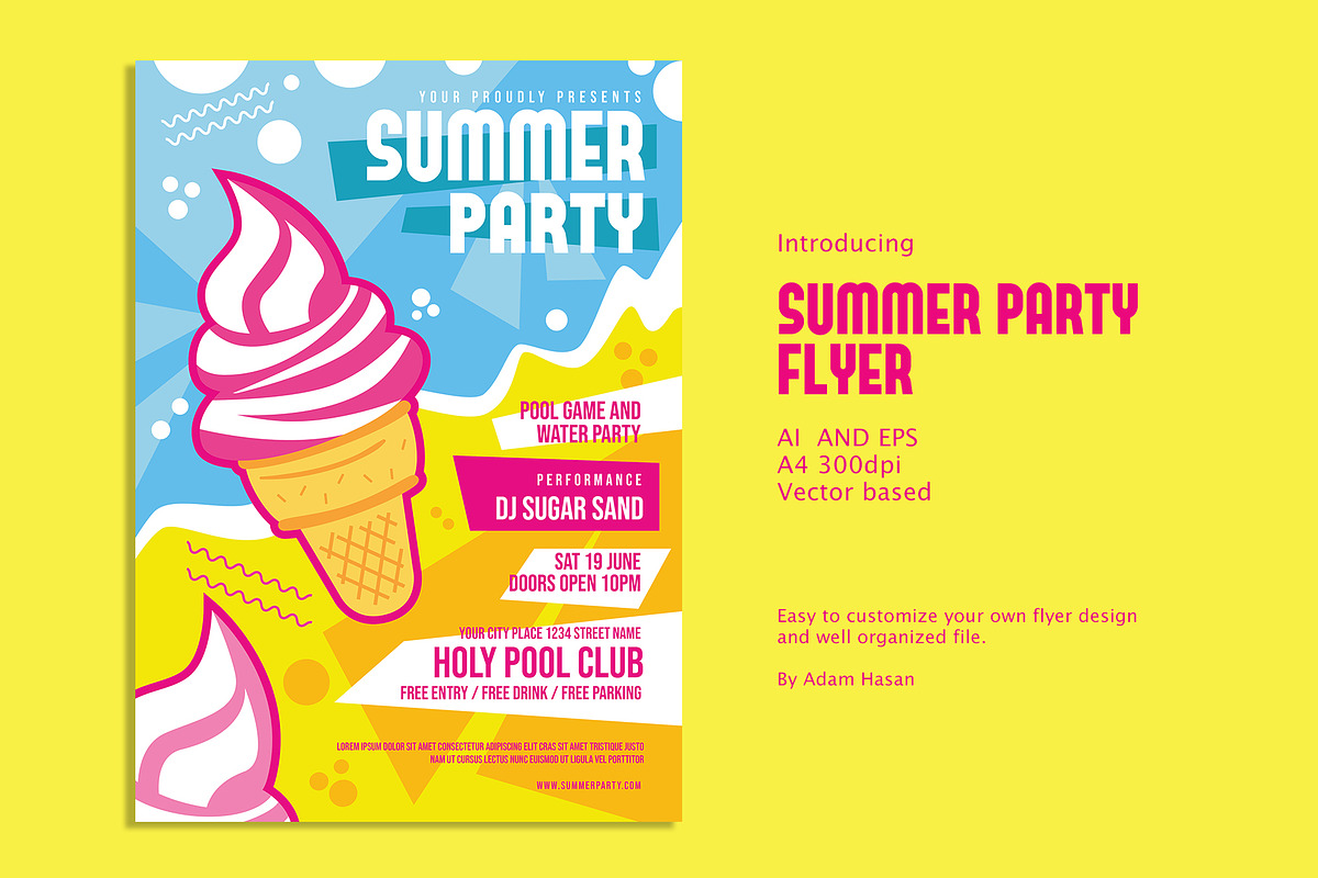 Summer Party flyer, a Flyer Template by AdamHasan (Photo 1 of 3)