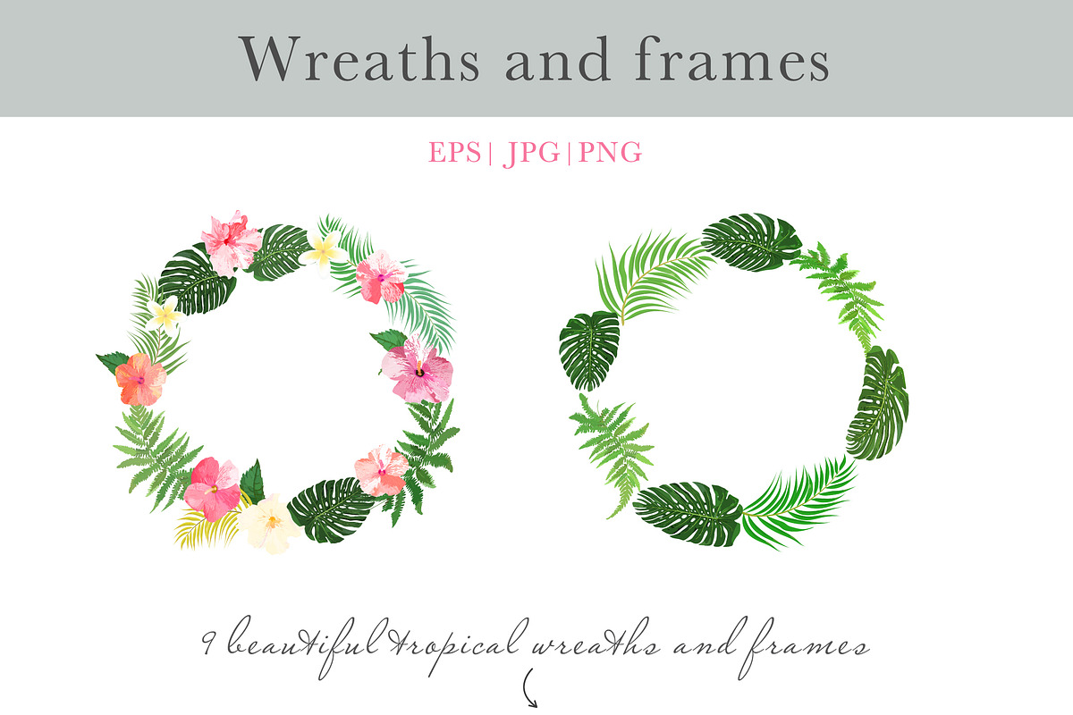Tropical leaves and flowers, an Illustration by Julycolor (Photo 5 of 10)