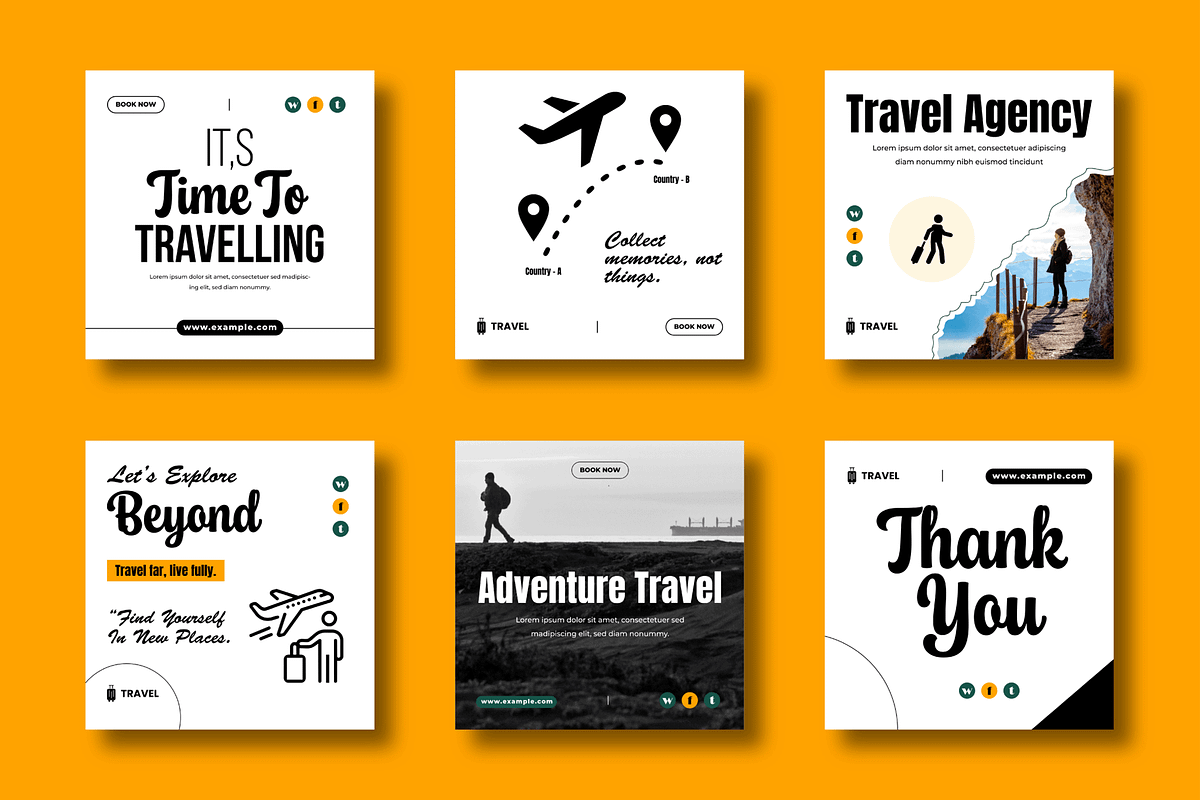 Modern Travel Social Media Post, a Social Media Template by MightyDesign (Photo 1 of 8)