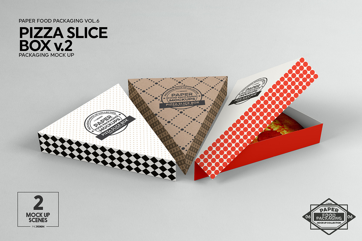 Pizza Slice Box v.2 Packaging Mockup, a Packaging Mockup by INCDesign (Photo 5 of 8)