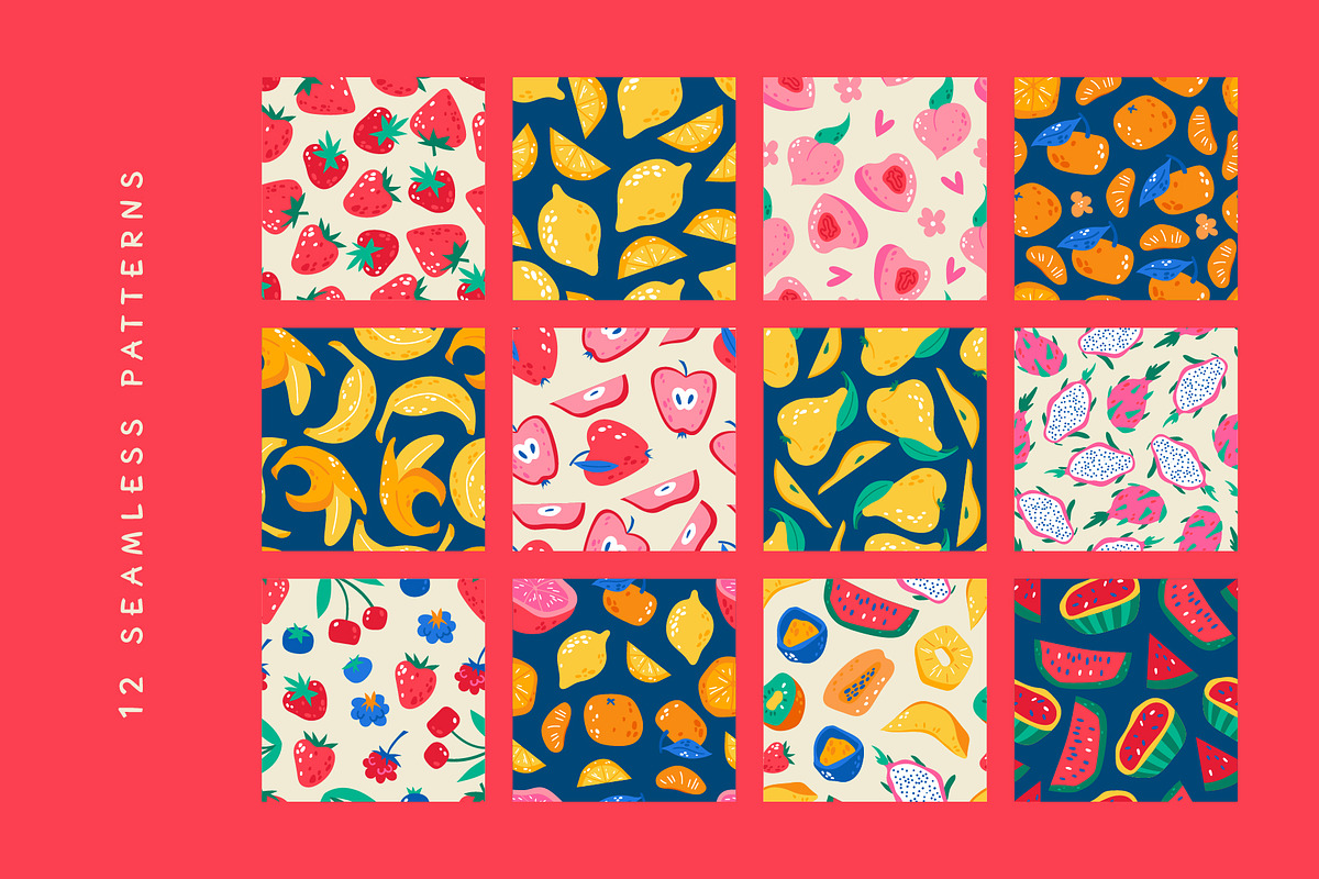 Fruits | Clipart + patterns, a Food Illustration by katieromanoff_art (Photo 6 of 15)