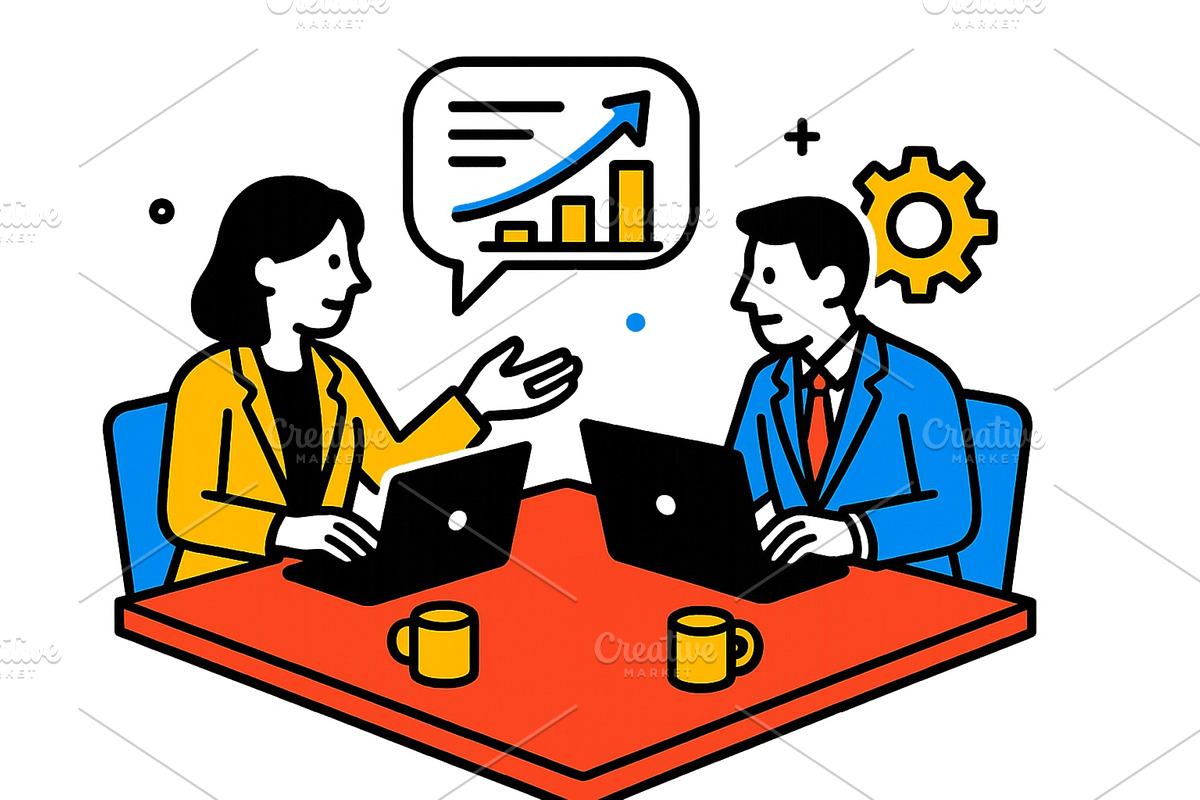 Business professionals collaborating, a Person Illustration by ZinetroN