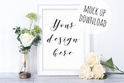 White Frame Mockup Scene, a Print Template by Pixomize (Thumbnail 1 of 2)