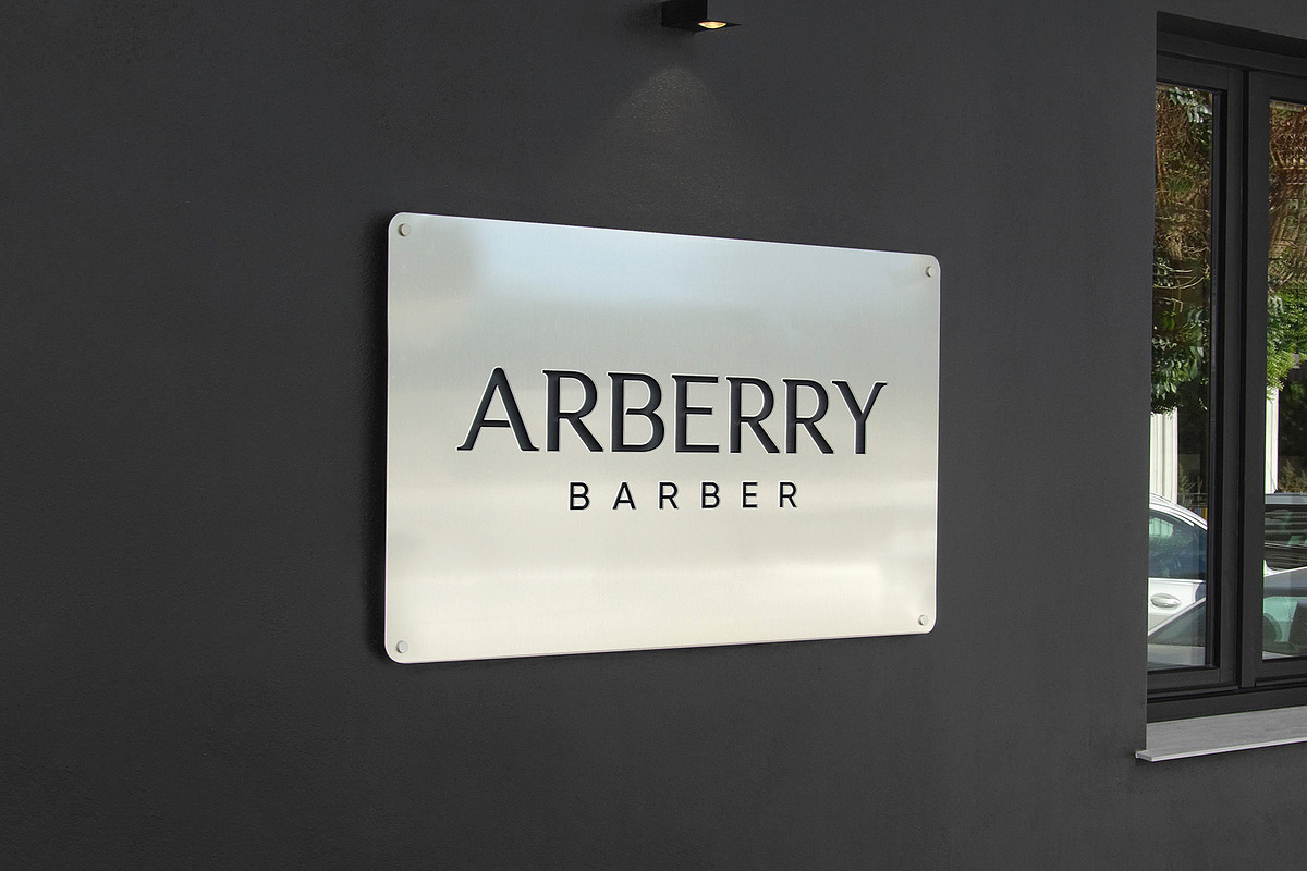 Logo Mockup Barber Lasered Sign, an Advertising Mockup by Asylab (Photo 2 of 5)
