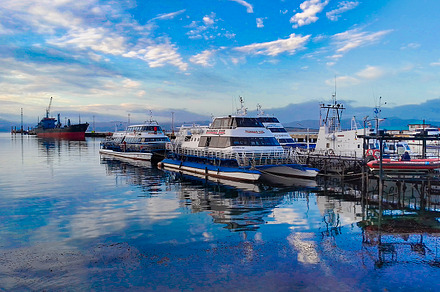 Ushuaia port morning scene, argentina, a Transportation Photo by DanFLCreativo