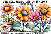 Whimsical Spring Sunflower Clipart, an Illustration by OK Design (Thumbnail 1 of 6)