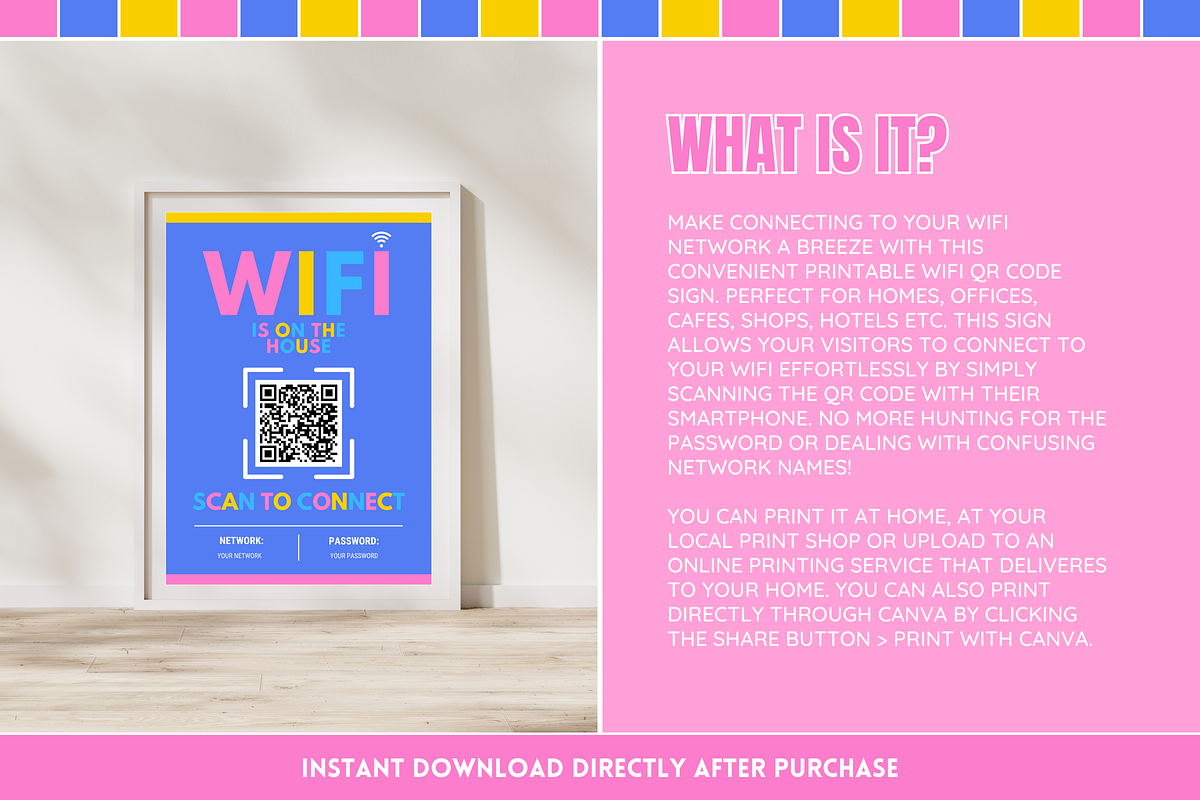 WiFi QR Code Sign - Colorful, a Flyer Template by SunshineStudioBoutique (Photo 2 of 10)