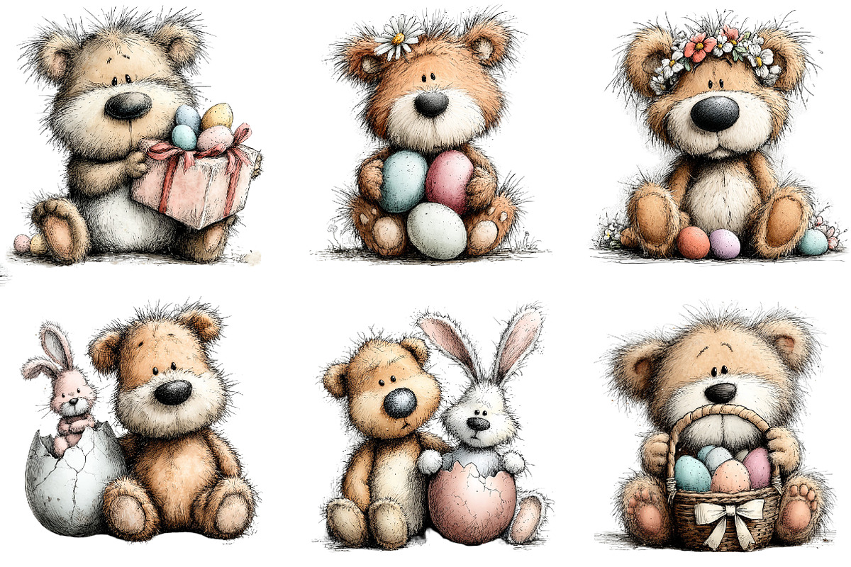 Whimsical Easter Teddy Bear Clipart, an Illustration by Sublimation Artist (Photo 4 of 7)