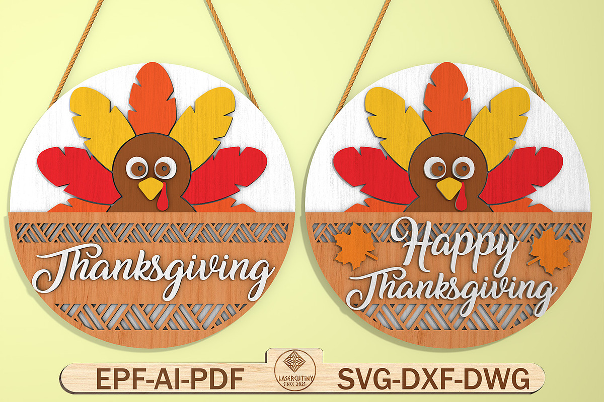 Happy Thanksgiving Door Sign SVG, a Pattern Graphic by Lasercutiny (Photo 1 of 2)