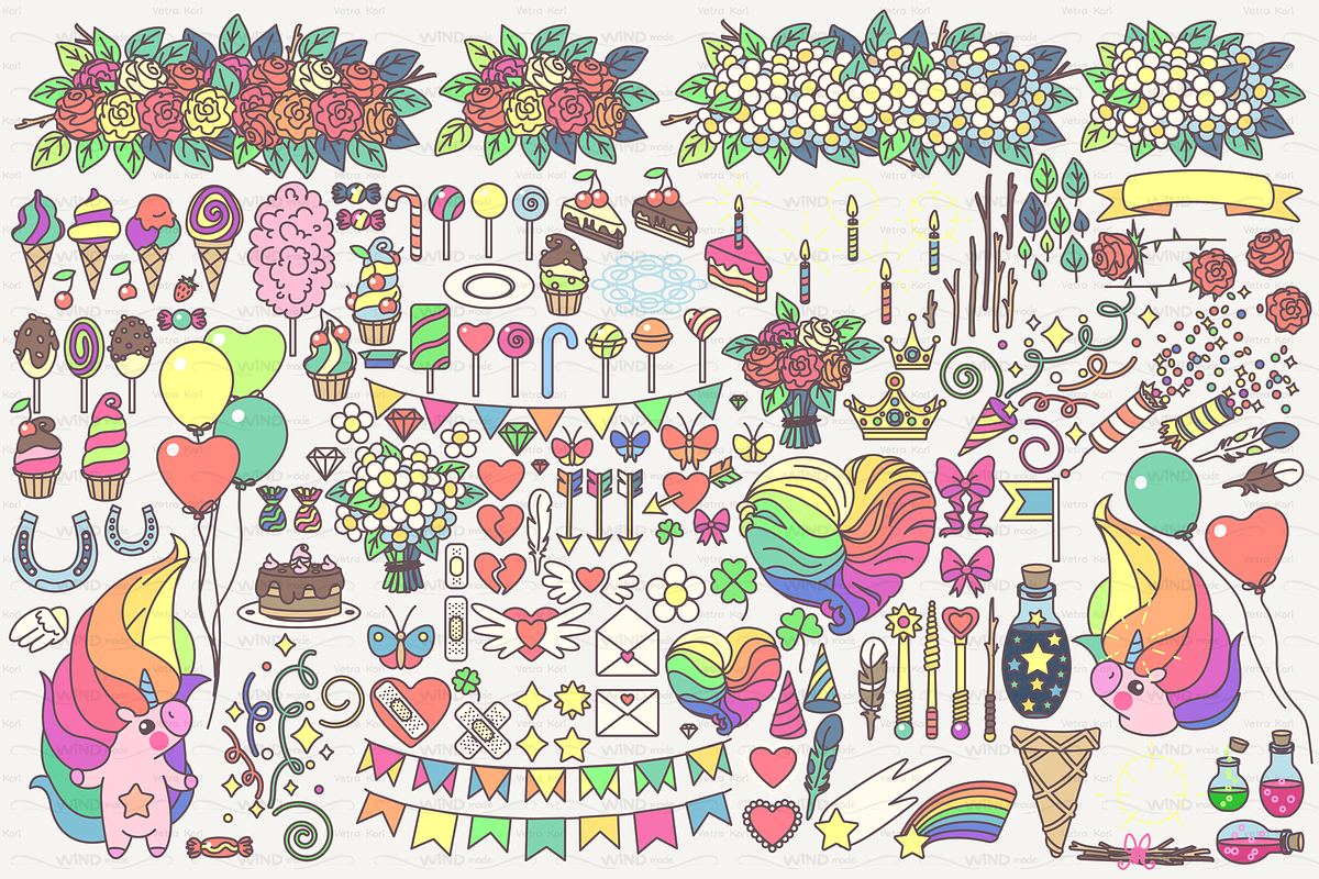 vector SET Unicorns time, an Object Graphic by WINDmade (Photo 12 of 14)