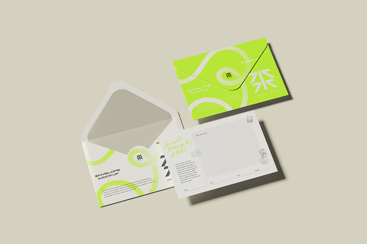 Envelope Mockup, a Merchandise Mockup by Pikachudesign