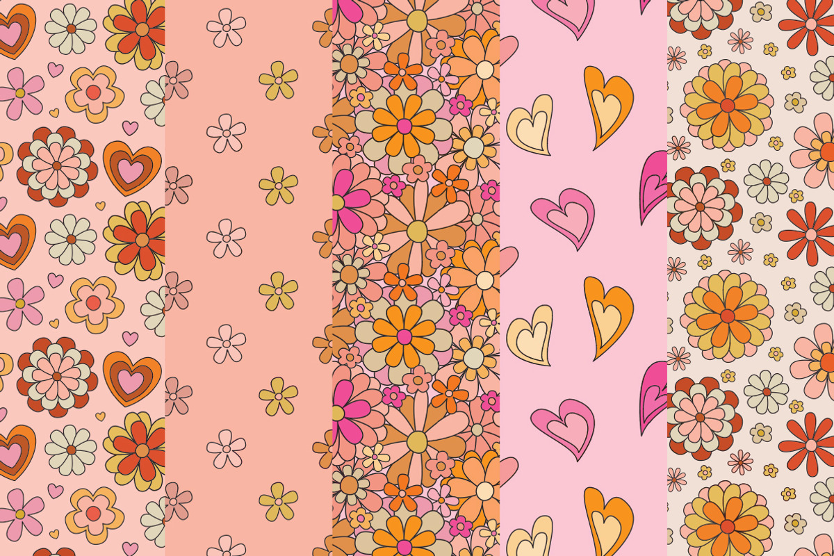 Talulah Retro Seamless Patterns, a Pattern Graphic by Emilie Cliche (Photo 3 of 7)