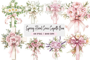 Spring Floral Cross Coquette, a Seasonal Illustration by DreamArtGraphic