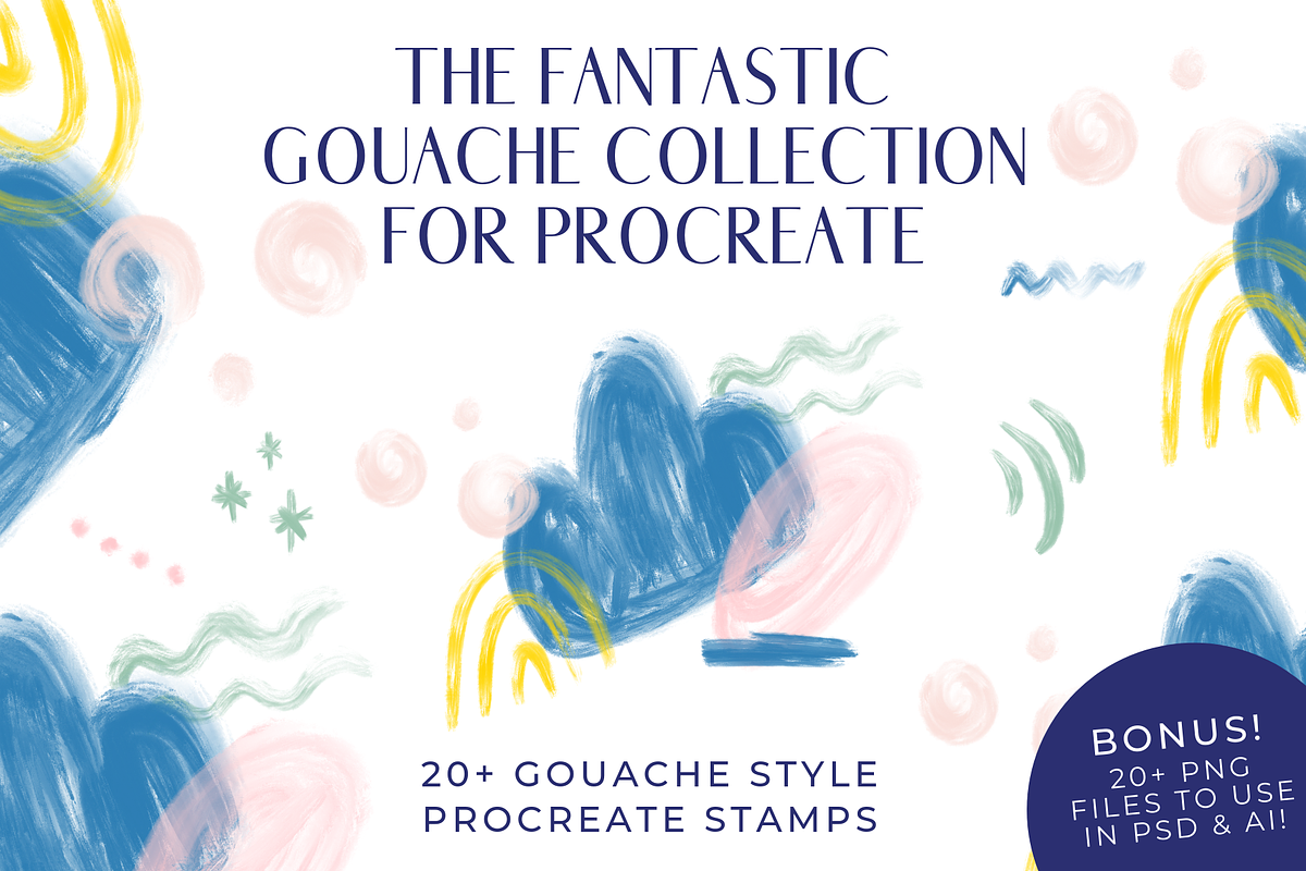 Gouache Procreate Brush Stamps & PNG, a Brush Add-On by Gabba Delgado (Photo 1 of 6)