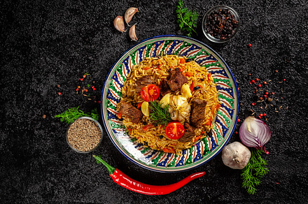 The concept of oriental cuisine nat featuring food, pilaf, and cuisine