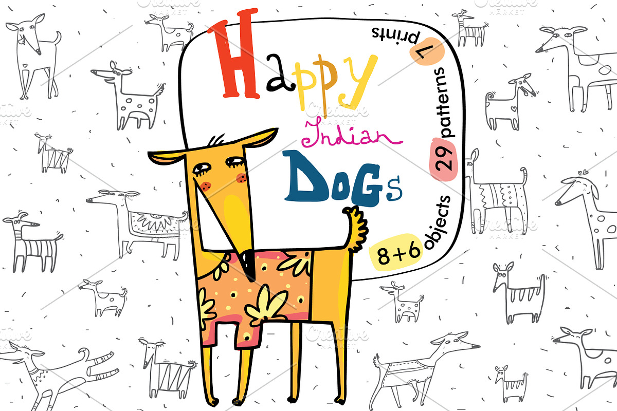 Happy Indian Dogs: patterns, prints, an Animal Illustration by Zooza Art (Photo 1 of 11)