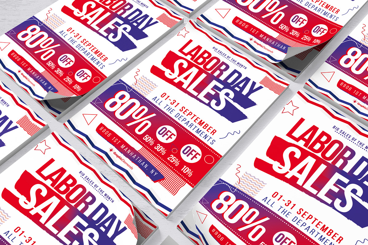 Labor Day Sale Flyer + Ad Banner Se, a Flyer Template by GraphicDiamonds (Photo 7 of 7)