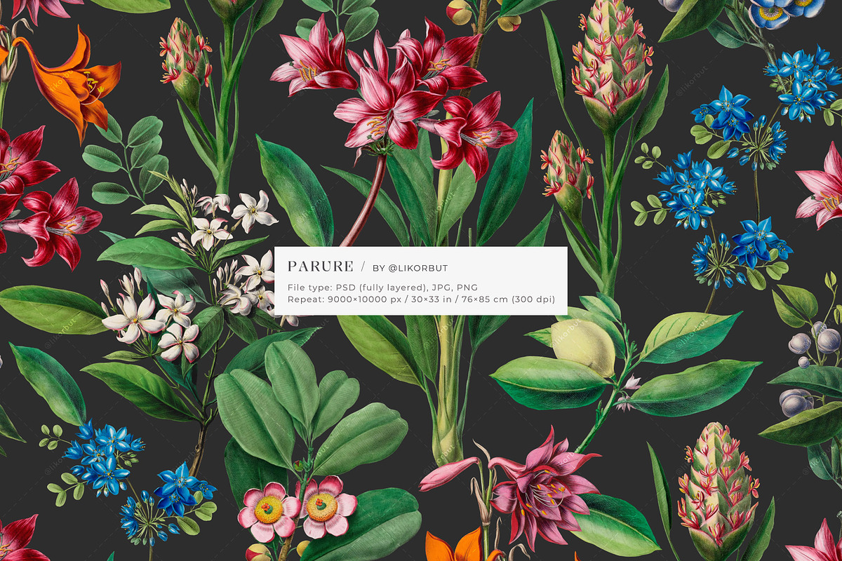 Exquisite Botanical Floral Pattern, a Pattern Graphic by likorbut (Photo 2 of 14)